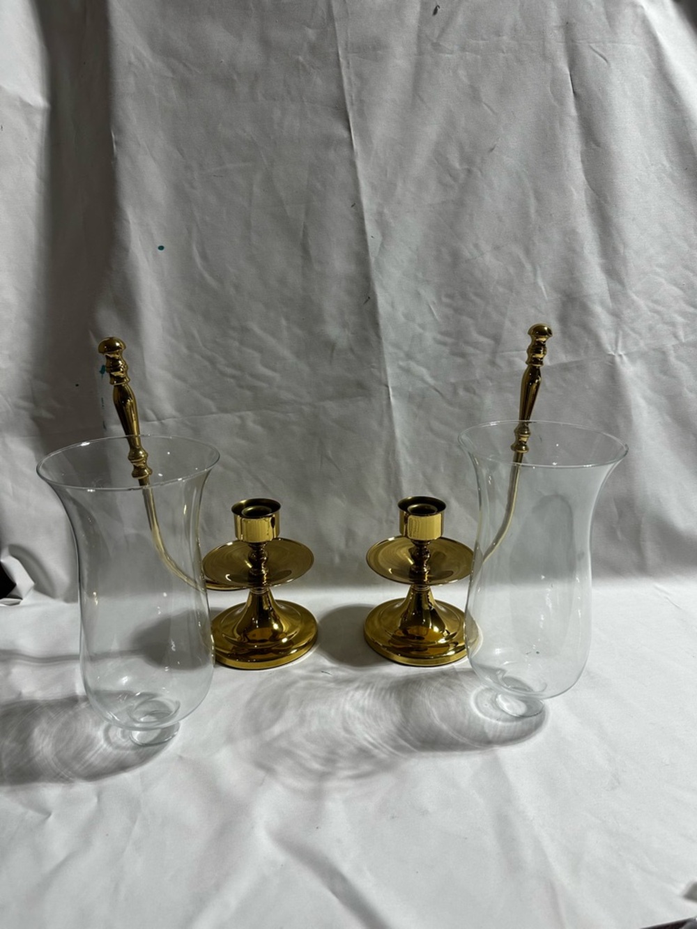 Gold Glass Hurricane Candle Holders - Set of 2